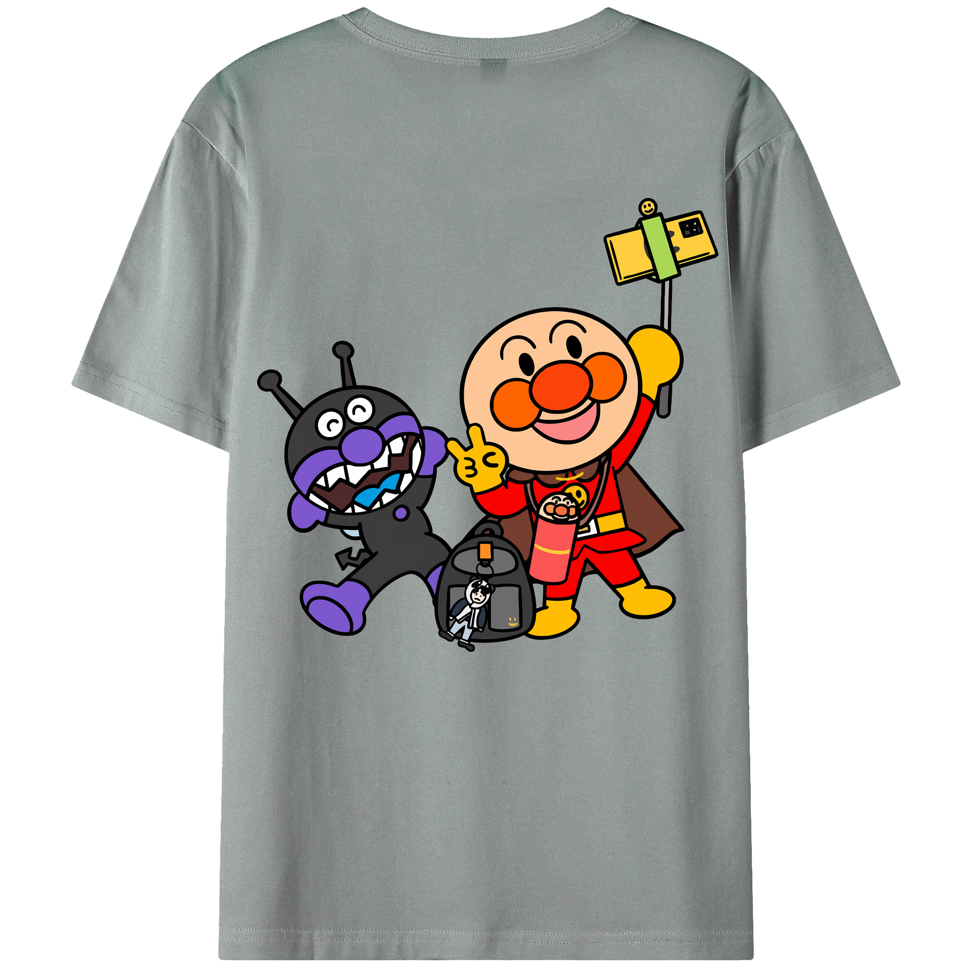 （画像用） アンパンマン Anpanman 綿100％ メンズ半袖Tシャツ（バックプリント） 通気性